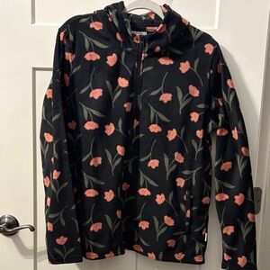 O'Neill Kids Floral Puffer Jacket - Black and Pink
